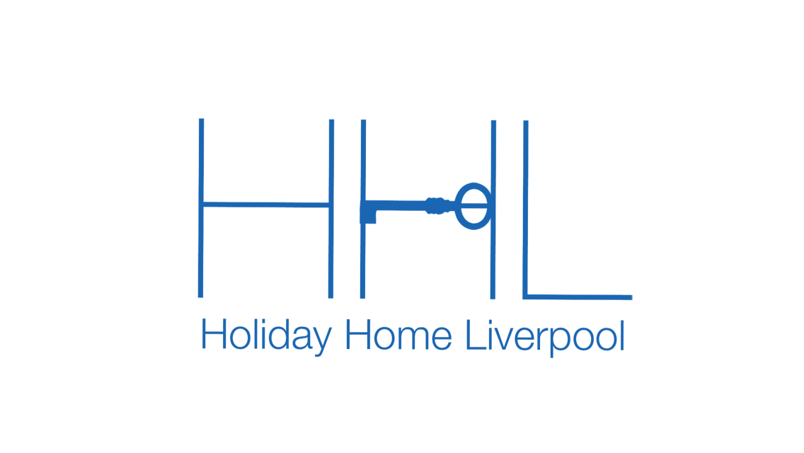 Holiday Home Liverpool Logo - Royal Blue Letters with Key Emblem 